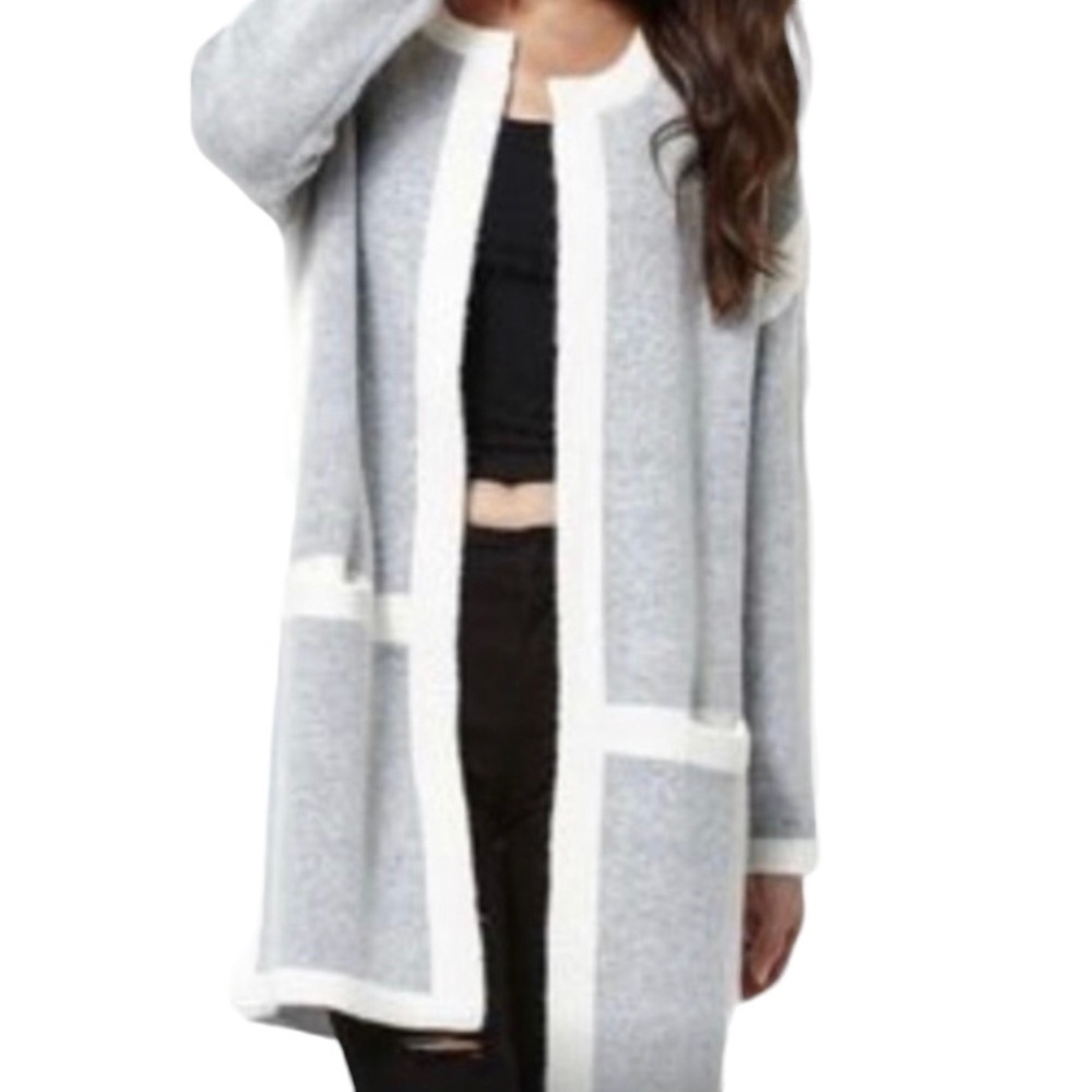 Kendall + Kylie Coatigan Sweater M /L Gray Pockets